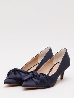 Phase Eight Satin Kitten Heel Court Shoes - view 2, Navy