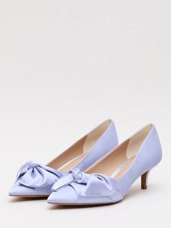 Phase Eight Satin Kitten Heel Court Shoes - view 2, Pale Blue