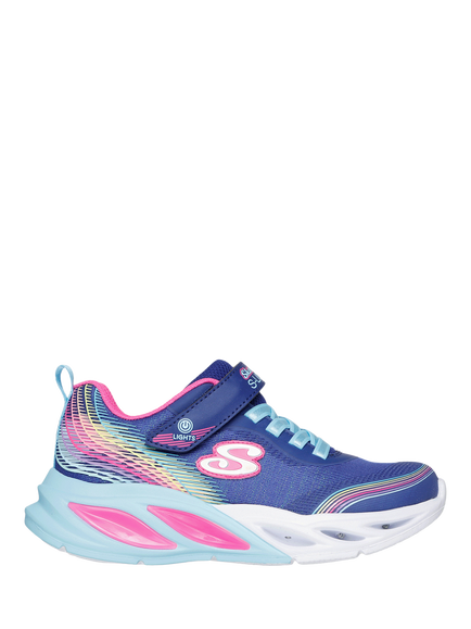 Skechers Kids' S-Lights Cosmic Glow Rainbow Dream Trainers, Indigo/Multi, Indigo/Multi