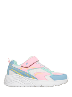Skechers Kids' Street UNO Lite Vista Strike Trainers, White/Multi, White/Multi