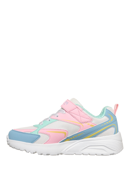 Skechers Kids' Street UNO Lite Vista Strike Trainers, White/Multi - view 2, White/Multi