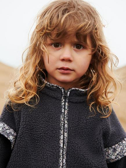 WHEAT Kids' Zip-Up Fleece Jacket, Black Sea - view 2, Black Sea
