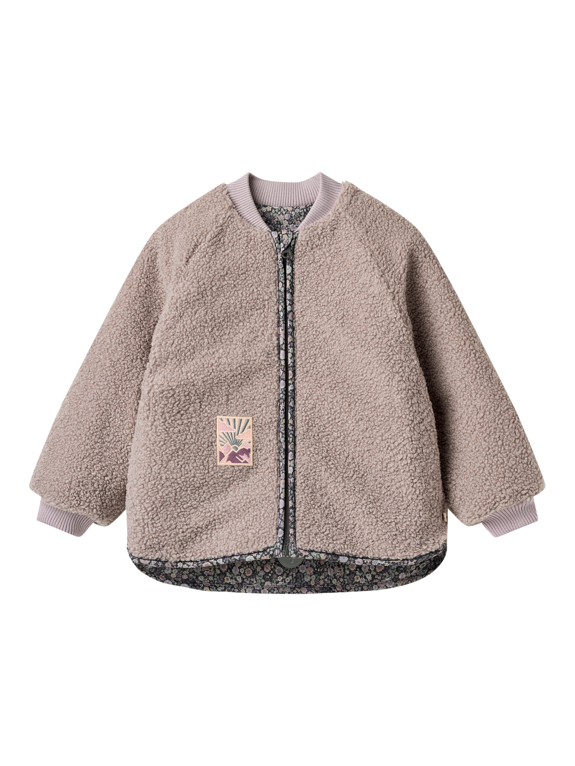 Product image 1 of 3, which shows WHEAT Kids' Reversible Zip-Up Jacket, Black Sea Flower, 7 years