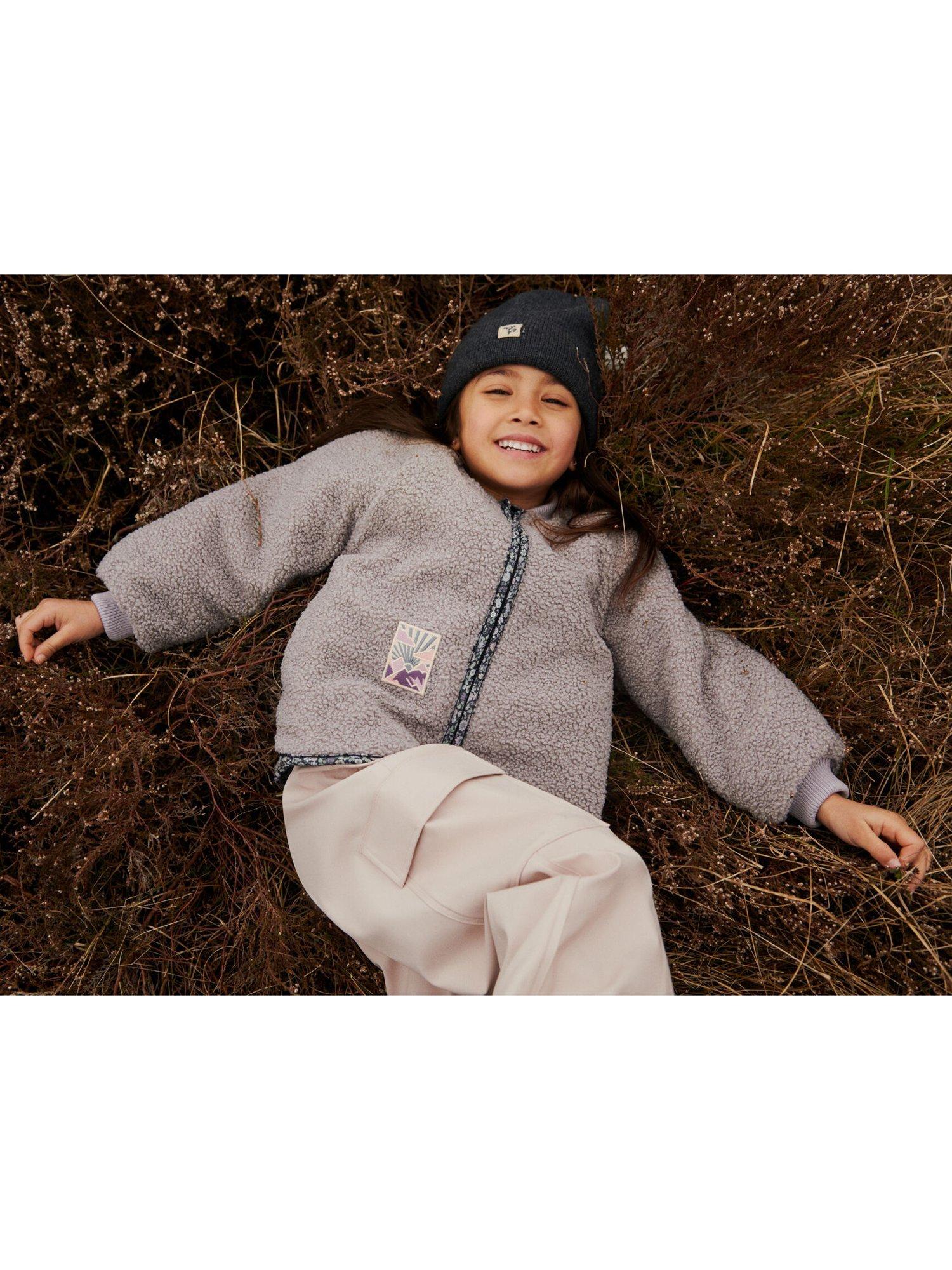 Product image 3 of 3, which shows WHEAT Kids' Reversible Zip-Up Jacket, Black Sea Flower, 7 years