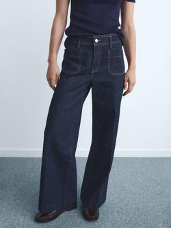 Mango Jessie Patch Pocket Jeans, Dark Blue