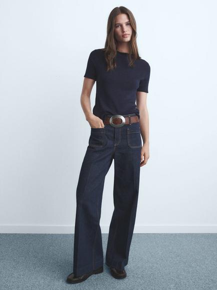 Mango Jessie Patch Pocket Jeans - view 2, Dark Blue
