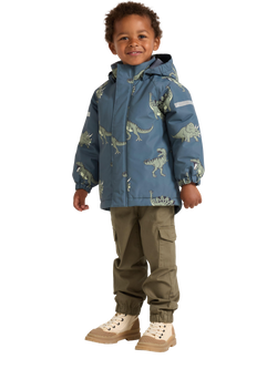 Lindex Kids' Dinosaur Waterproof Jacket, Dark Grey/Multi