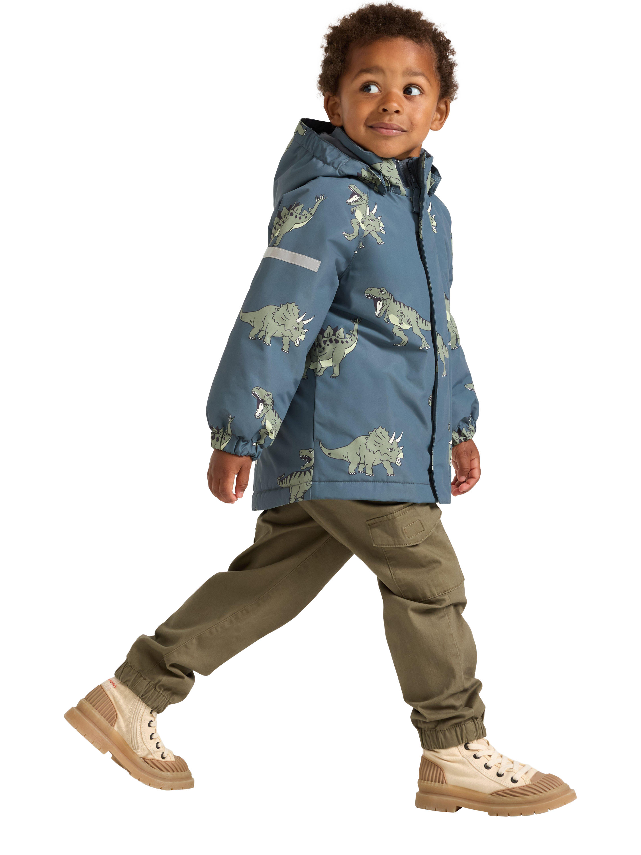 Product image 3 of 6, which shows Lindex Kids' Dinosaur Waterproof Jacket, Dark Grey/Multi, 4-5 years