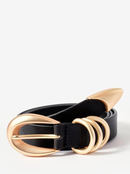 Mint Velvet Statement Leather Belt, Black