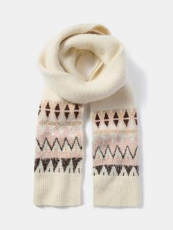 Mint Velvet Fair Isle Knitted Scarf, Cream, Cream