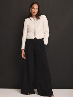 Mint Velvet Diamante Trim Jacket, White Ivory, White Ivory