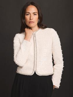 Mint Velvet Diamante Trim Jacket, White Ivory - view 2, White Ivory