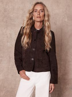 Mint Velvet Suede Pocket Detail Jacket, Brown