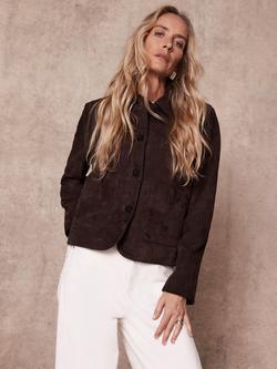 Mint Velvet Suede Pocket Detail Jacket - view 2, Brown