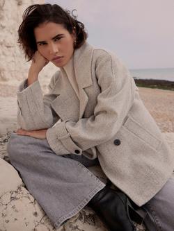 Mint Velvet Double Breasted Textured Jacket - view 2, Grey