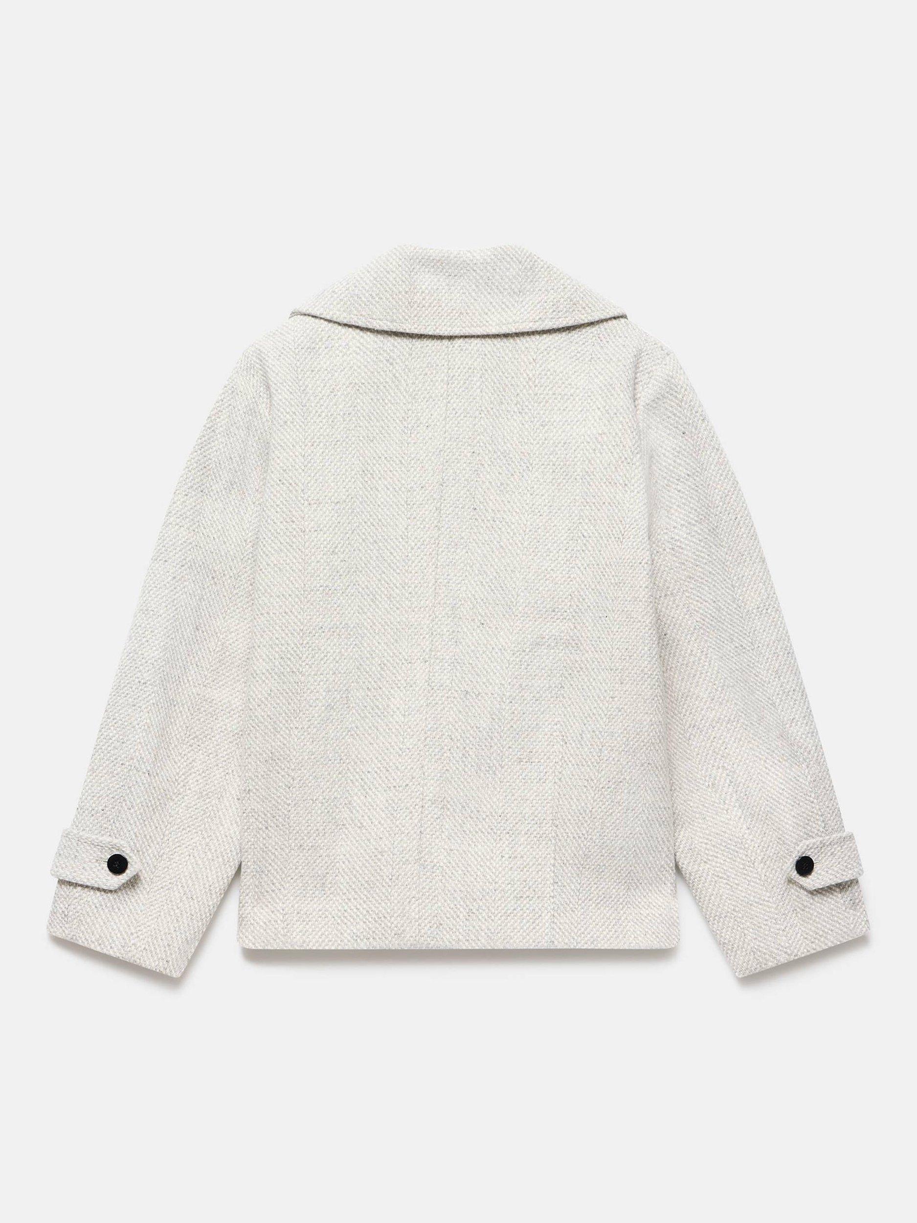 Product image 8 of 8, which shows Mint Velvet Double Breasted Textured Jacket , Grey, XS