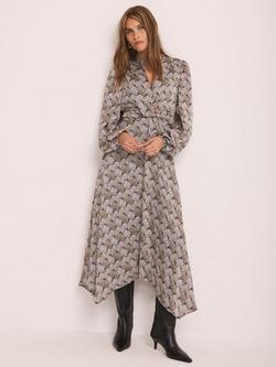 Mint Velvet Geometric Print Midi Dress, Natural/Multi