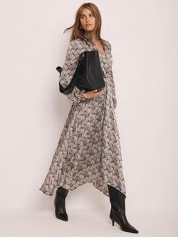 Mint Velvet Geometric Print Midi Dress - view 2, Natural/Multi