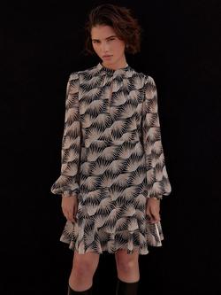 Mint Velvet Geometric Print Mini Dress, Black/Multi - view 2, Black/Multi