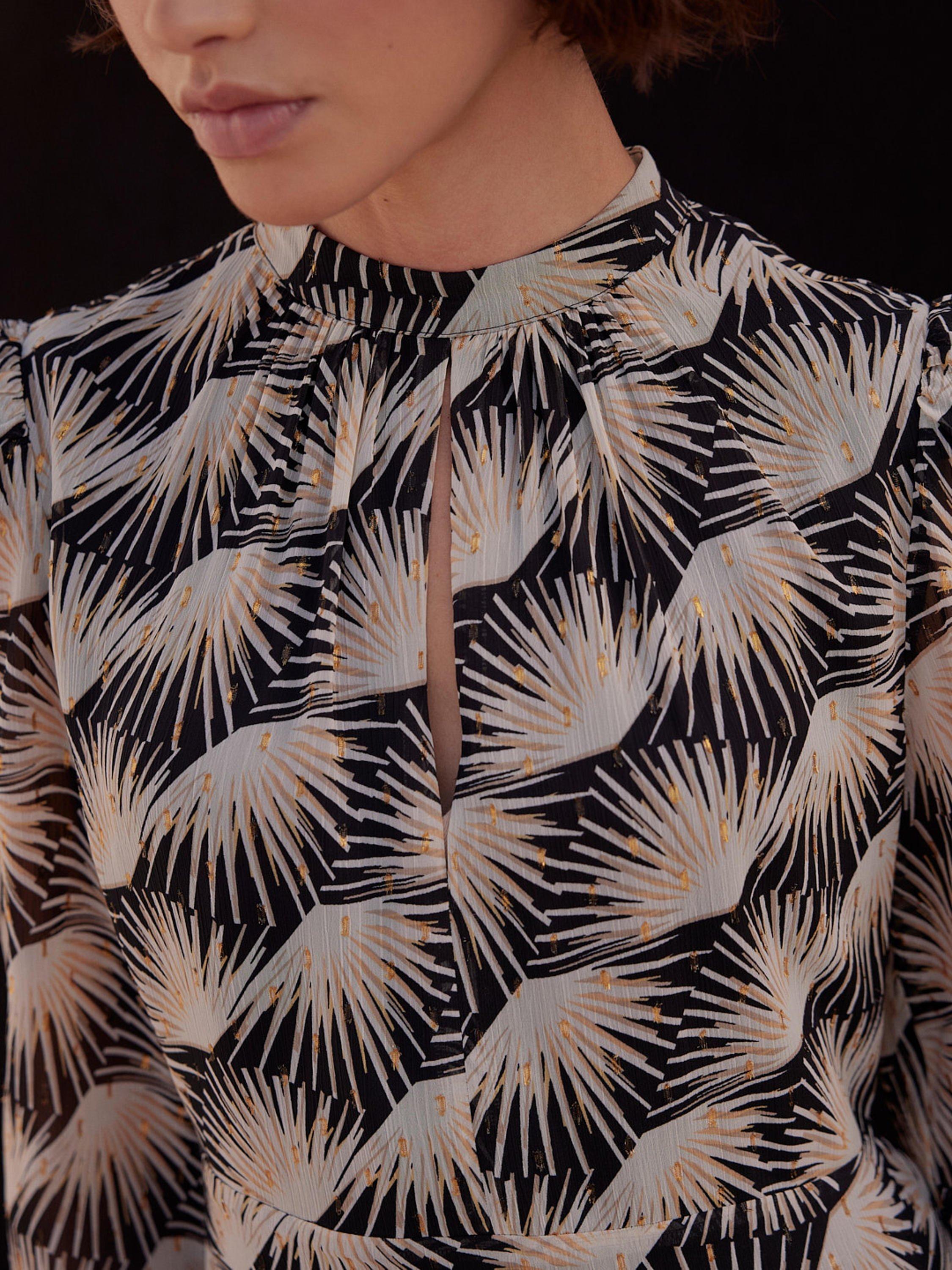 Product image 5 of 8, which shows Mint Velvet Geometric Print Mini Dress, Black/Multi, 6