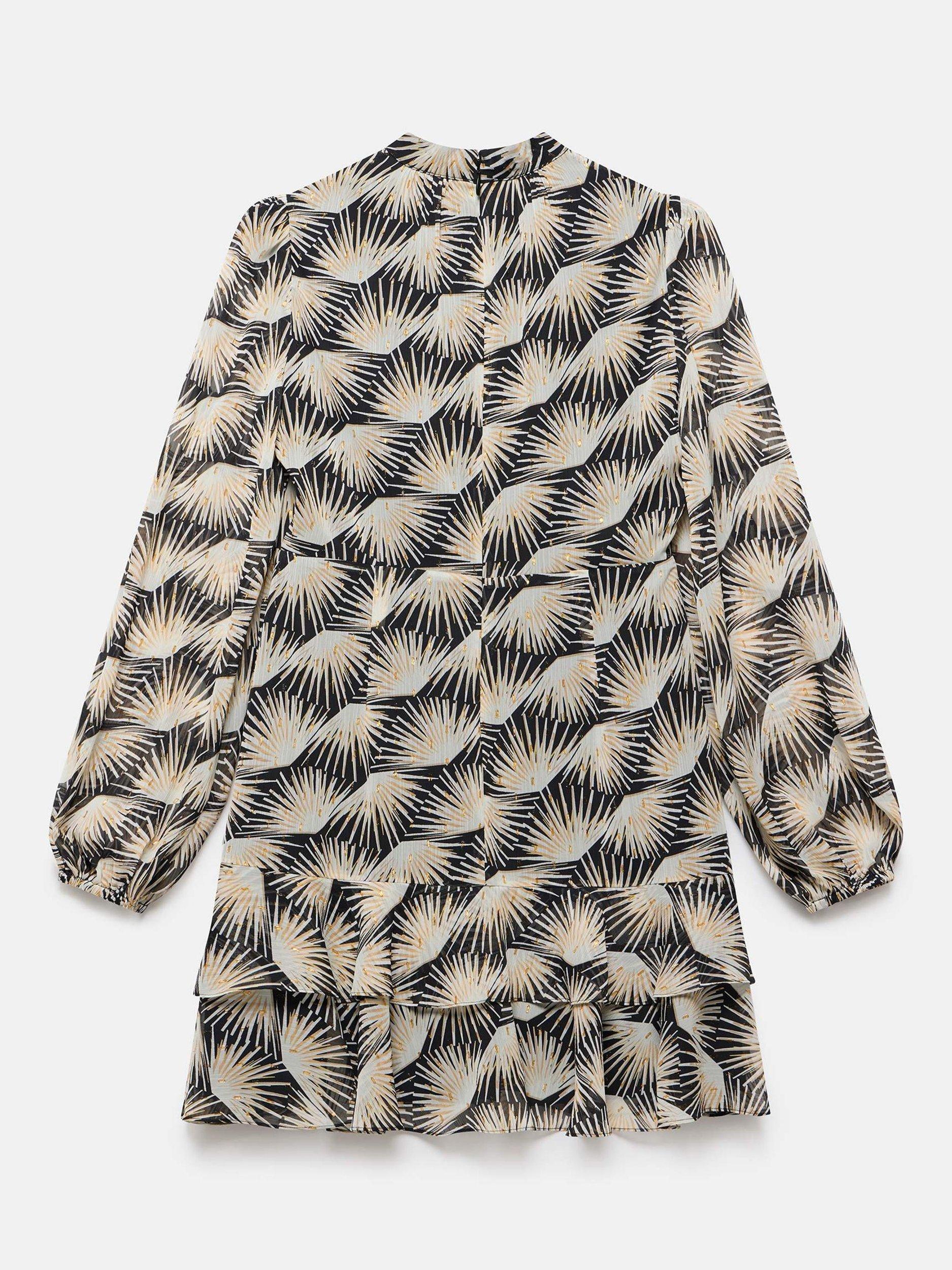 Product image 8 of 8, which shows Mint Velvet Geometric Print Mini Dress, Black/Multi, 6