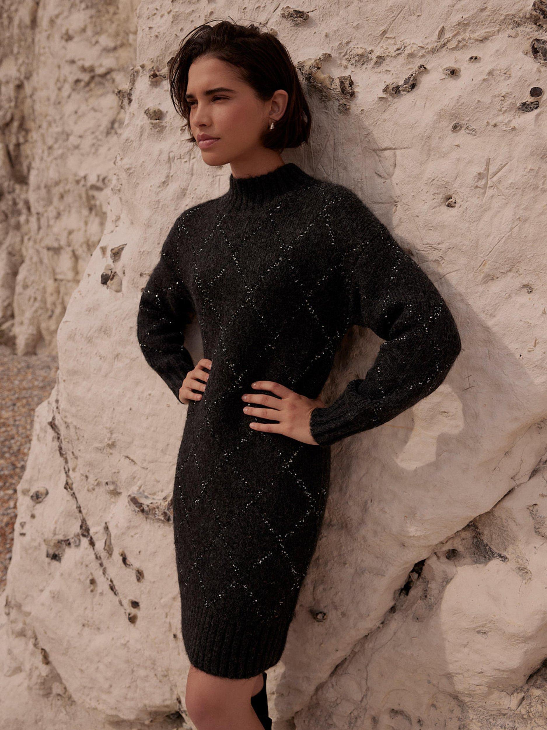 Product image 1 of 8, which shows Mint Velvet Mini Funnel Neck Jumper Dress, Grey, XL