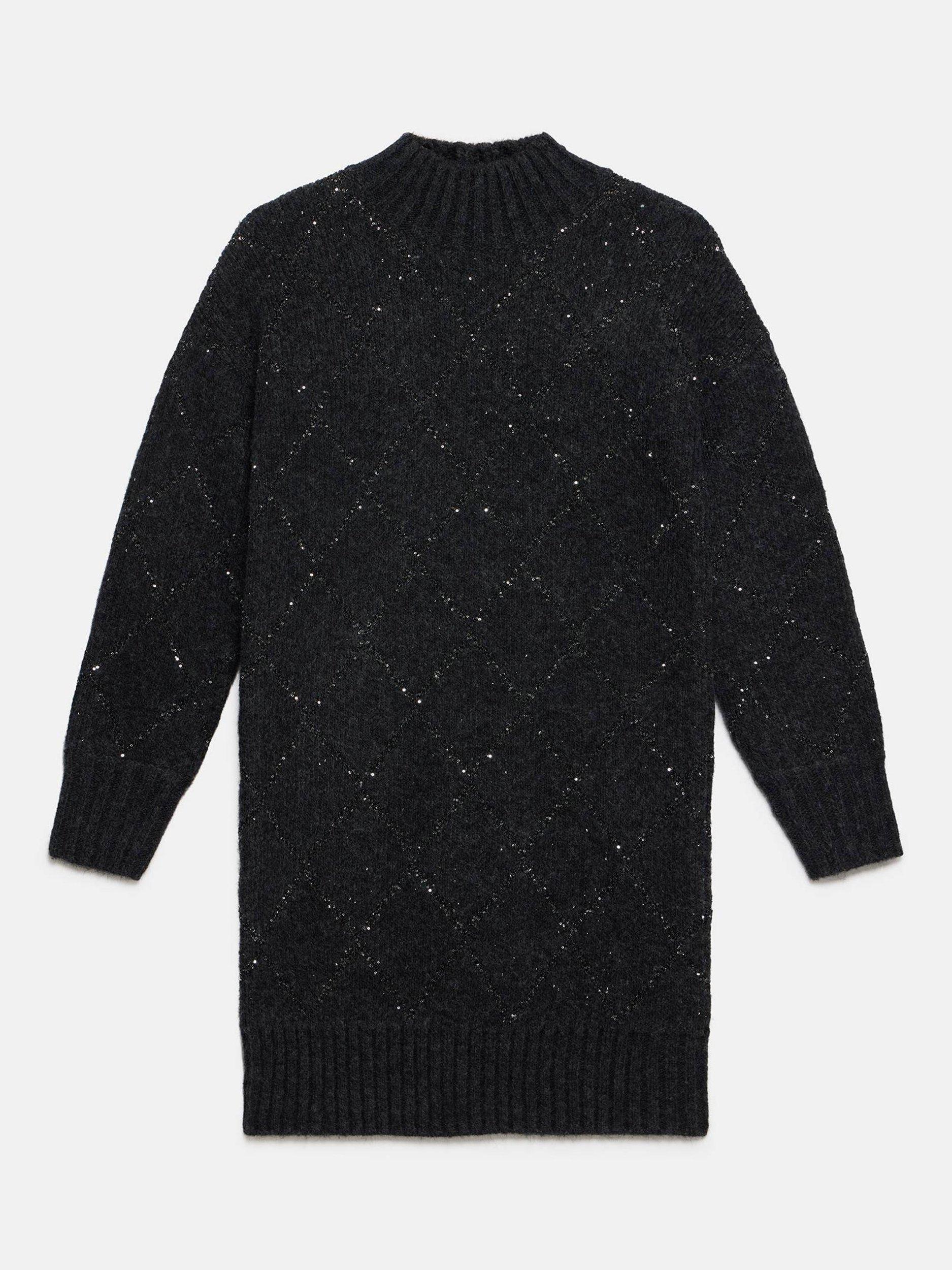 Product image 7 of 8, which shows Mint Velvet Mini Funnel Neck Jumper Dress, Grey, XL