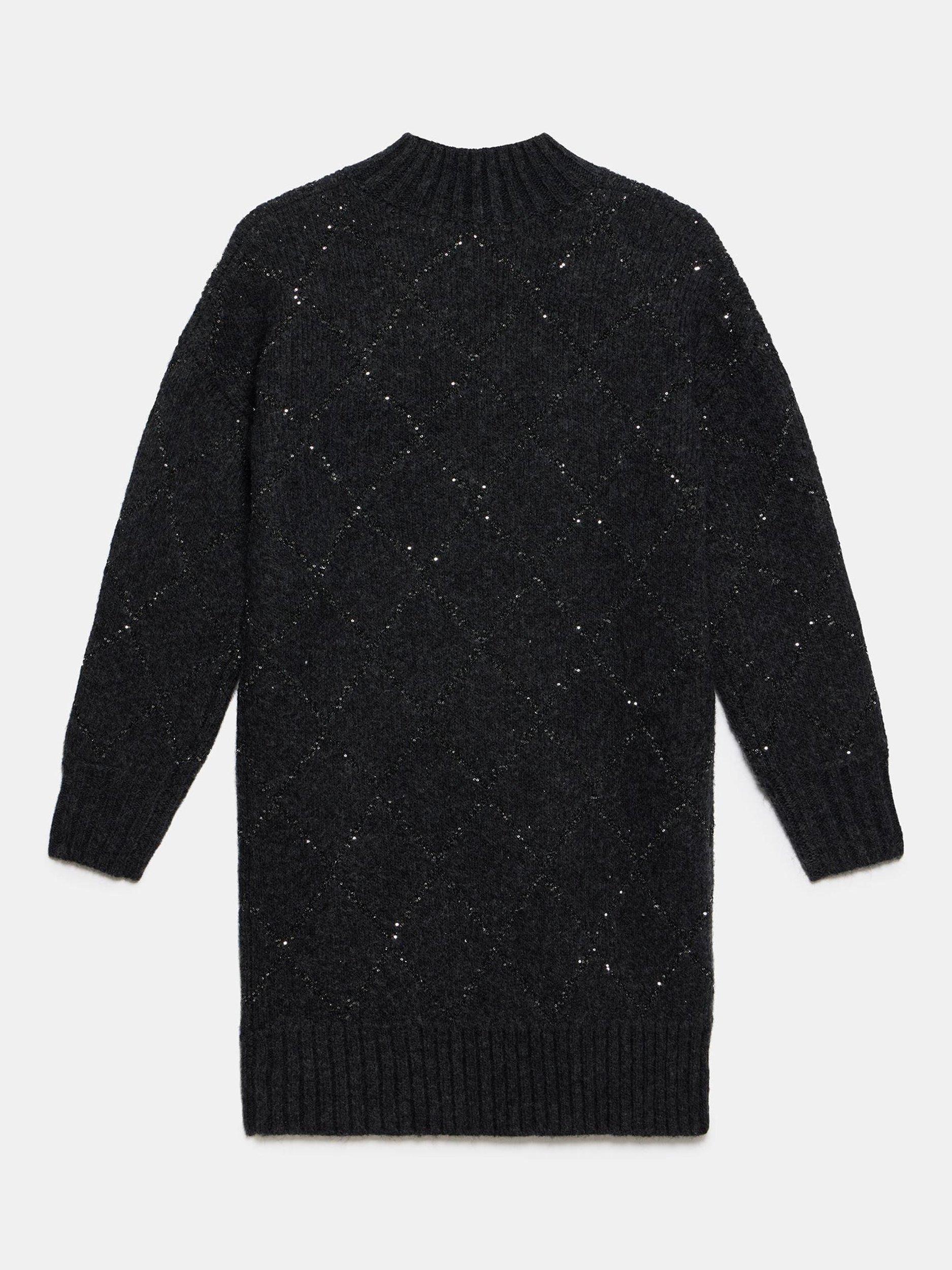 Product image 8 of 8, which shows Mint Velvet Mini Funnel Neck Jumper Dress, Grey, XL