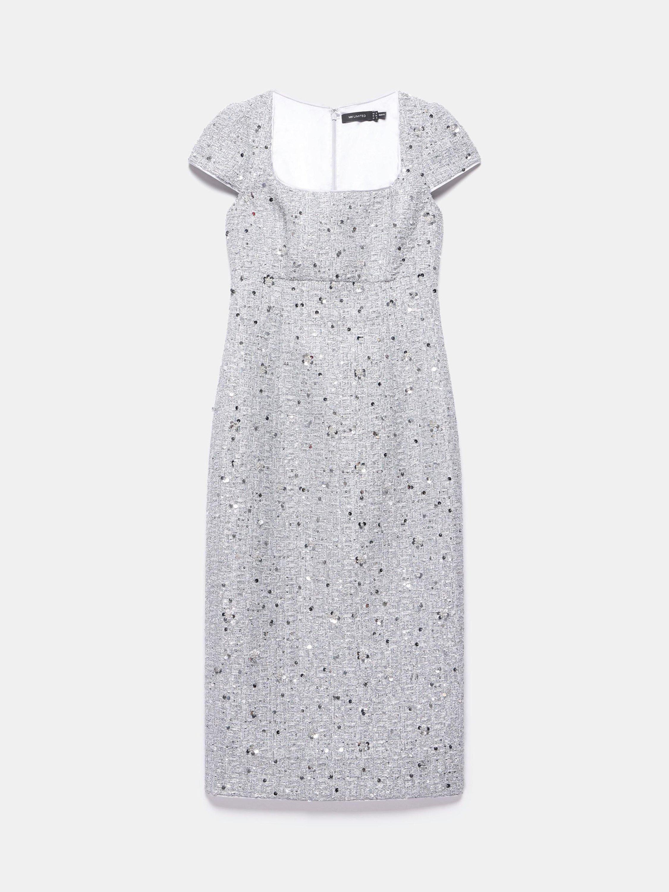 short sleeve square neck velvet midi dress Short-Sleeve Square-Neck Velvet Midi Dress