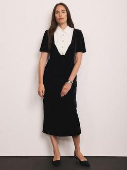 Mint Velvet Midi Short Sleeved Velvet Shirt Dress, Black
