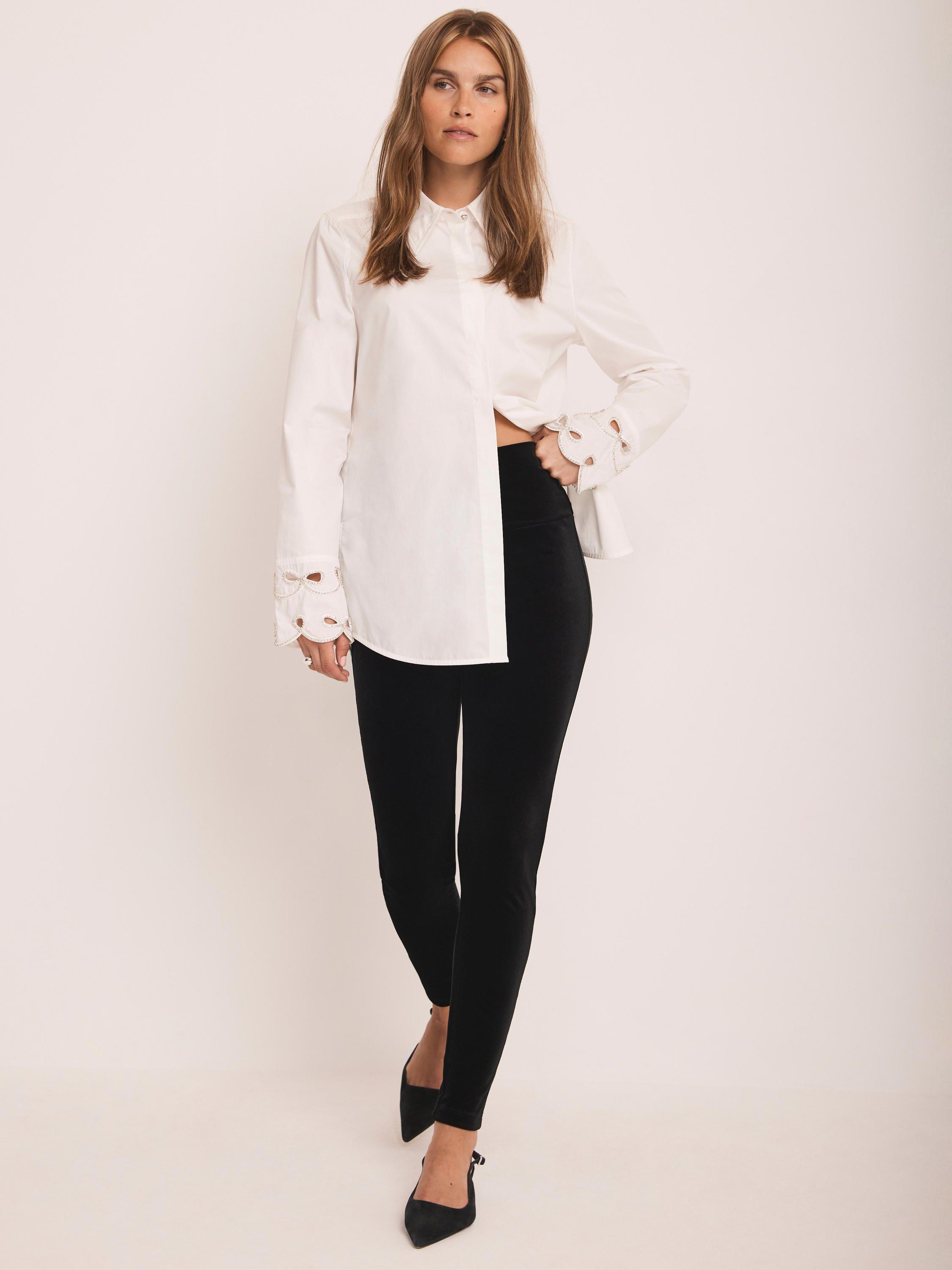 Product image 1 of 6, which shows Mint Velvet Velvet Leggings, Black, S Reg