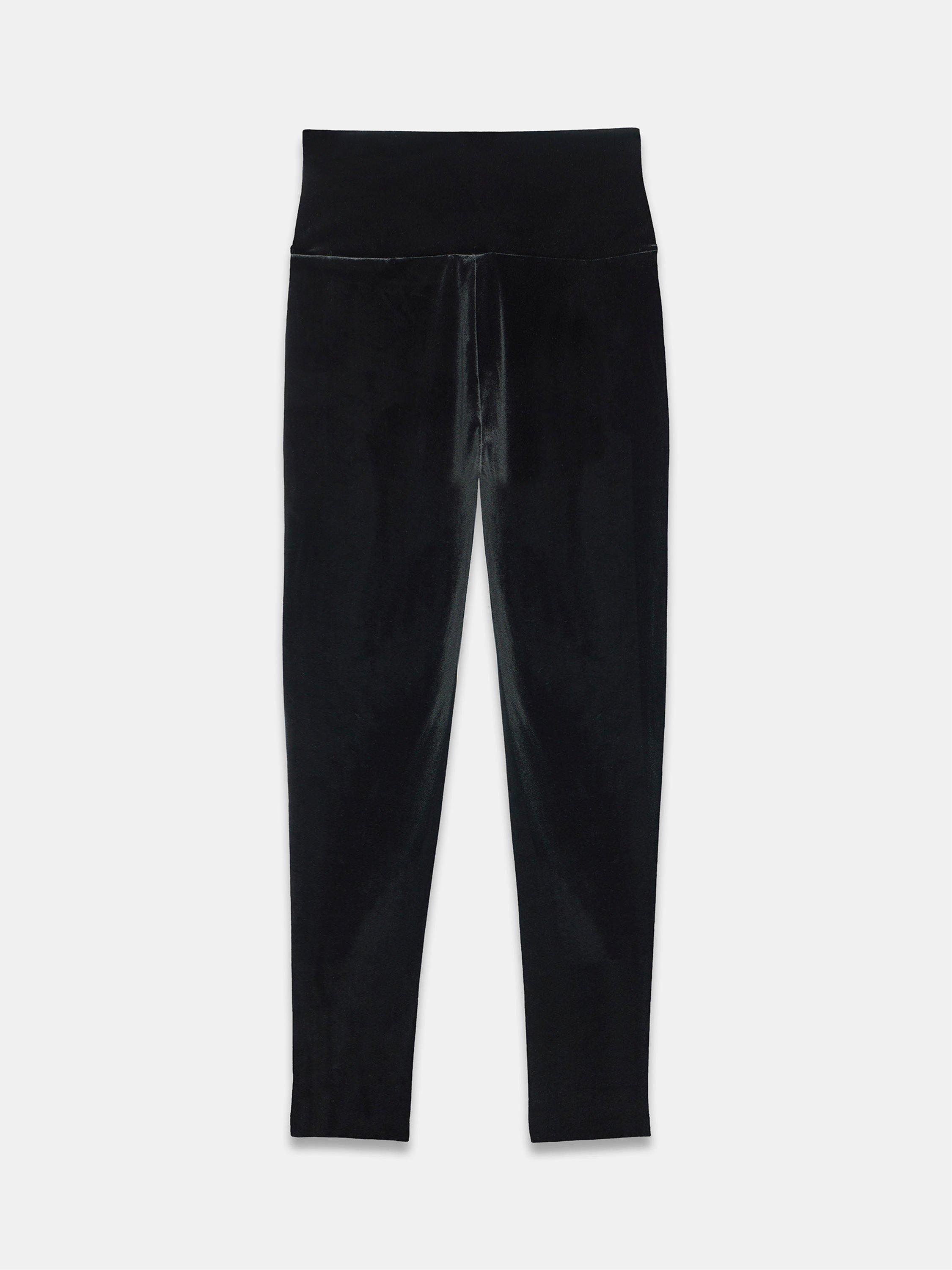 Product image 6 of 6, which shows Mint Velvet Velvet Leggings, Black, S Reg