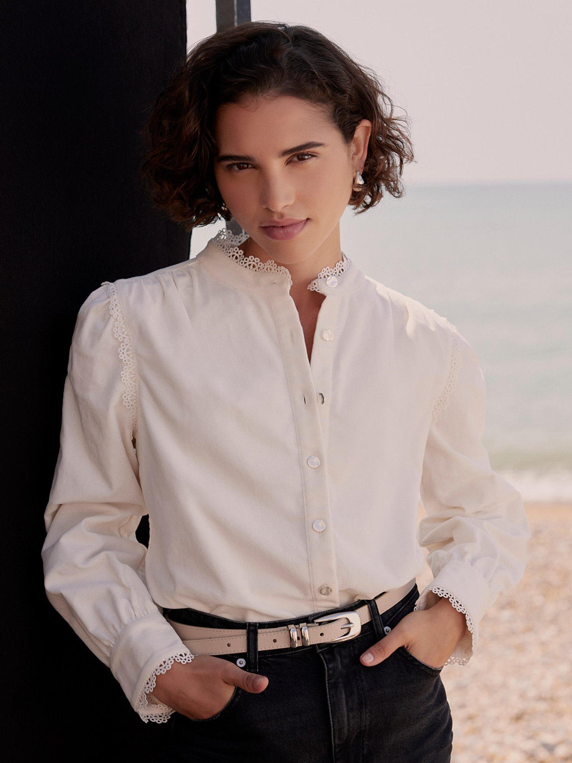 Mint Velvet Corduroy Lace Blouse