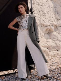 Mint Velvet Sequin Sleeveless Round Neck Blouse - view 2, Gold