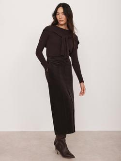 Mint Velvet Corduroy Midi Skirt, Brown