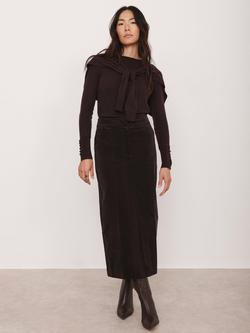 Mint Velvet Corduroy Midi Skirt - view 2, Brown