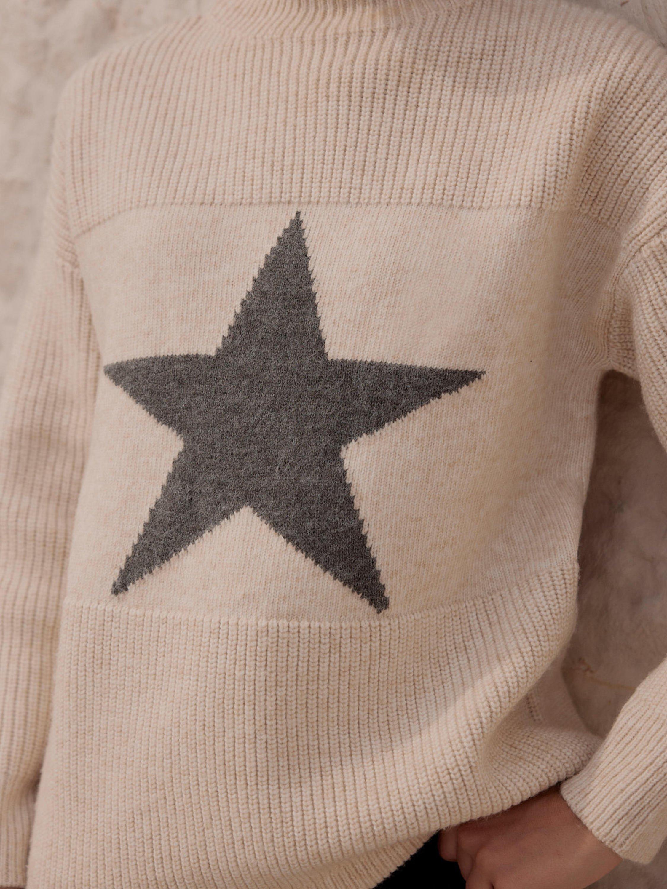 Product image 5 of 7, which shows Mint Velvet Wool Blend Star Funnel Neck Jumper, Natural, M