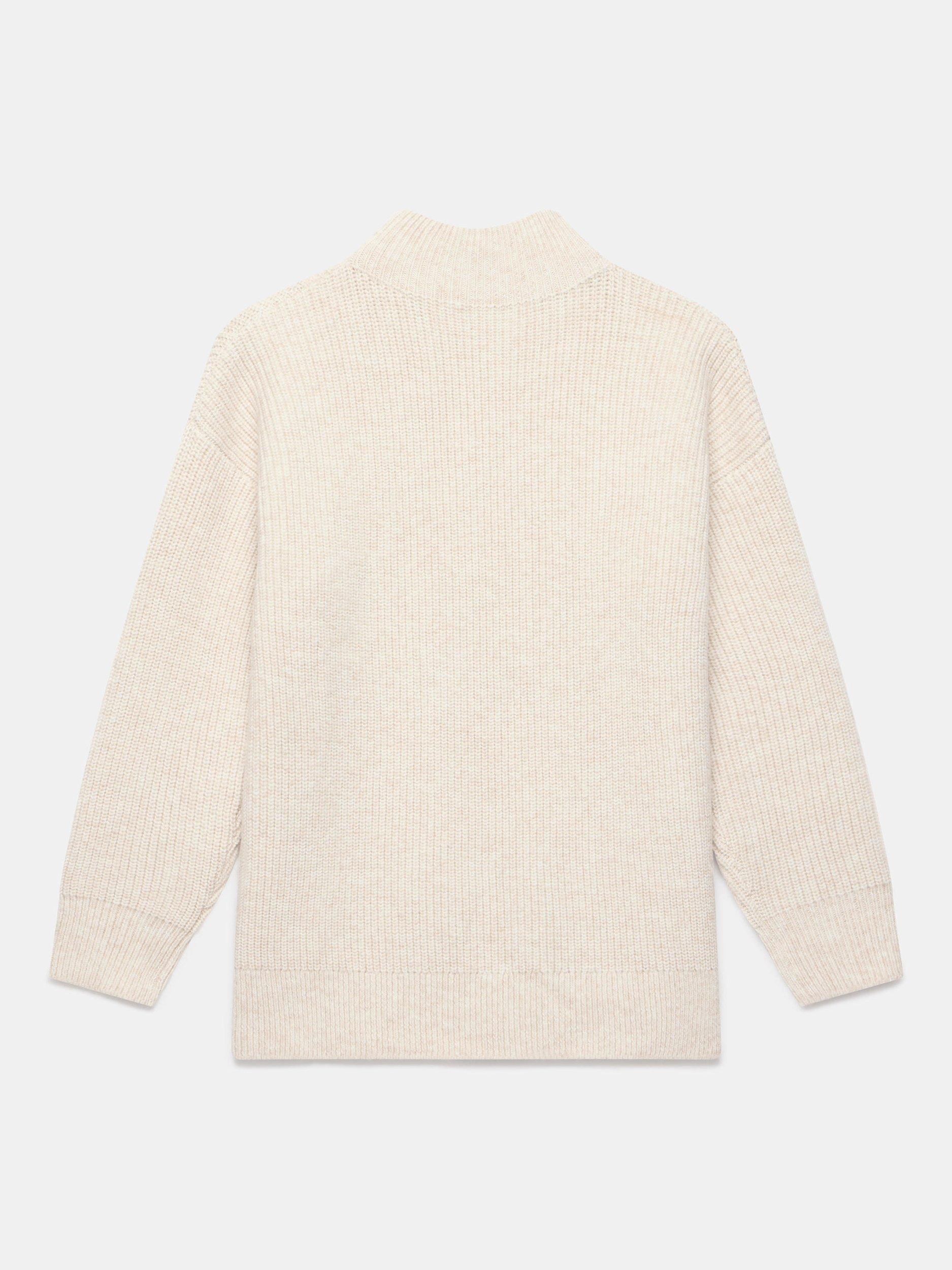 Product image 7 of 7, which shows Mint Velvet Wool Blend Star Funnel Neck Jumper, Natural, M