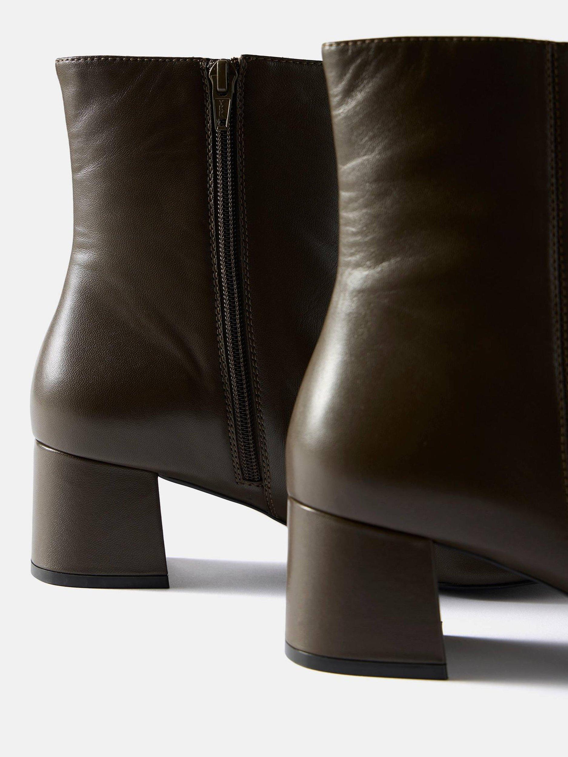 Product image 2 of 2, which shows Mint Velvet Leather Ankle Boots, Green Khaki, 3