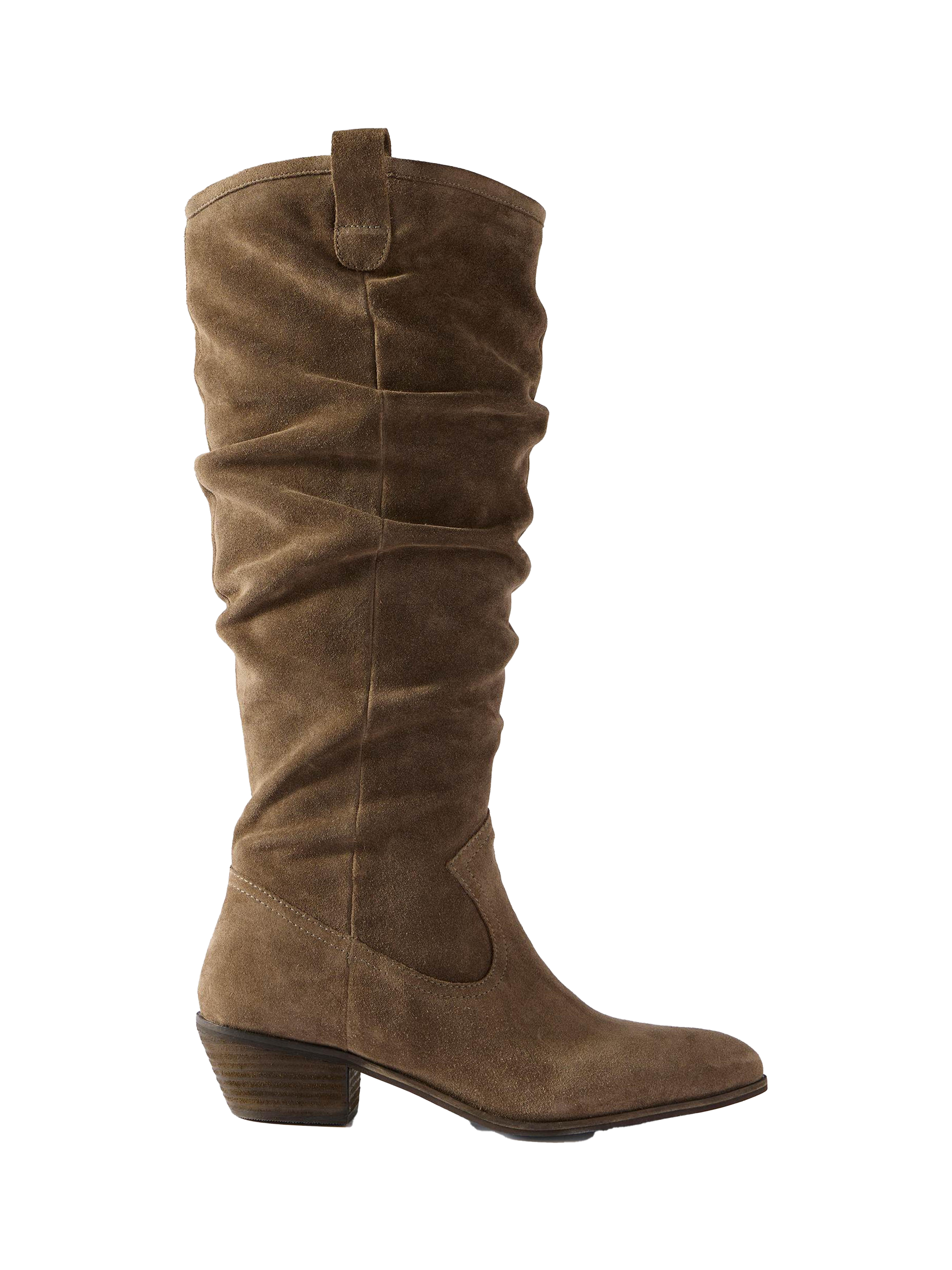 Mint Velvet Suede Knee High Boots, Natural