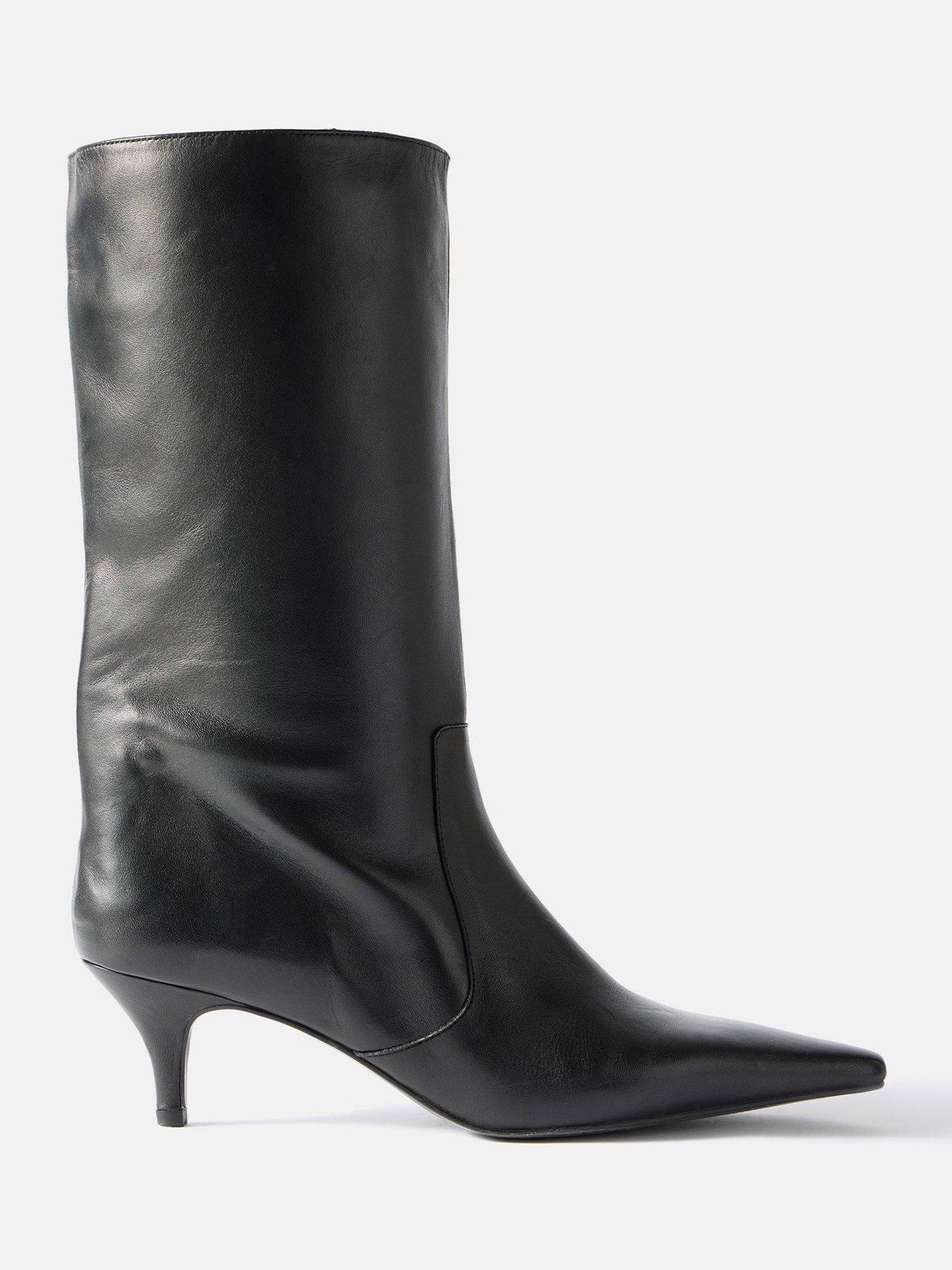 Product image 1 of 2, which shows Mint Velvet Leather Calf Boots, Black, 3