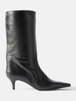 Mint Velvet Leather Calf Boots, Black, Black