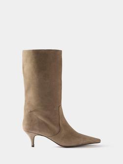 Mint Velvet Suede Calf Boots, Natural, Natural