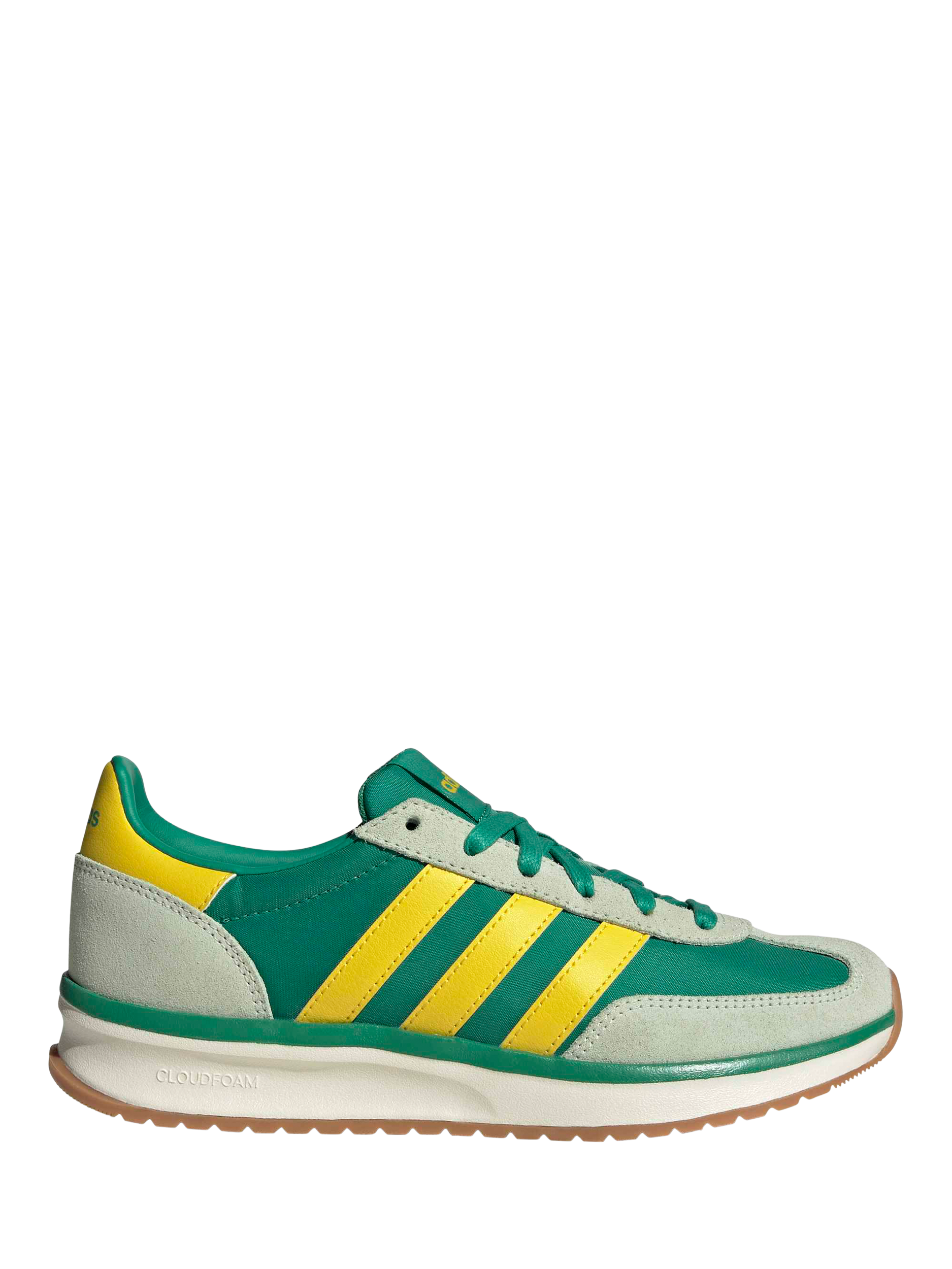 Product image 1 of 8, which shows adidas Run 70s 2.0 Leather Blend Lace Up Trainers, Green/Multi, 4