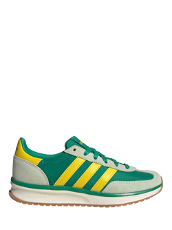 adidas Run 70s 2.0 Leather Blend Lace Up Trainers, Green/Multi, Green/Multi