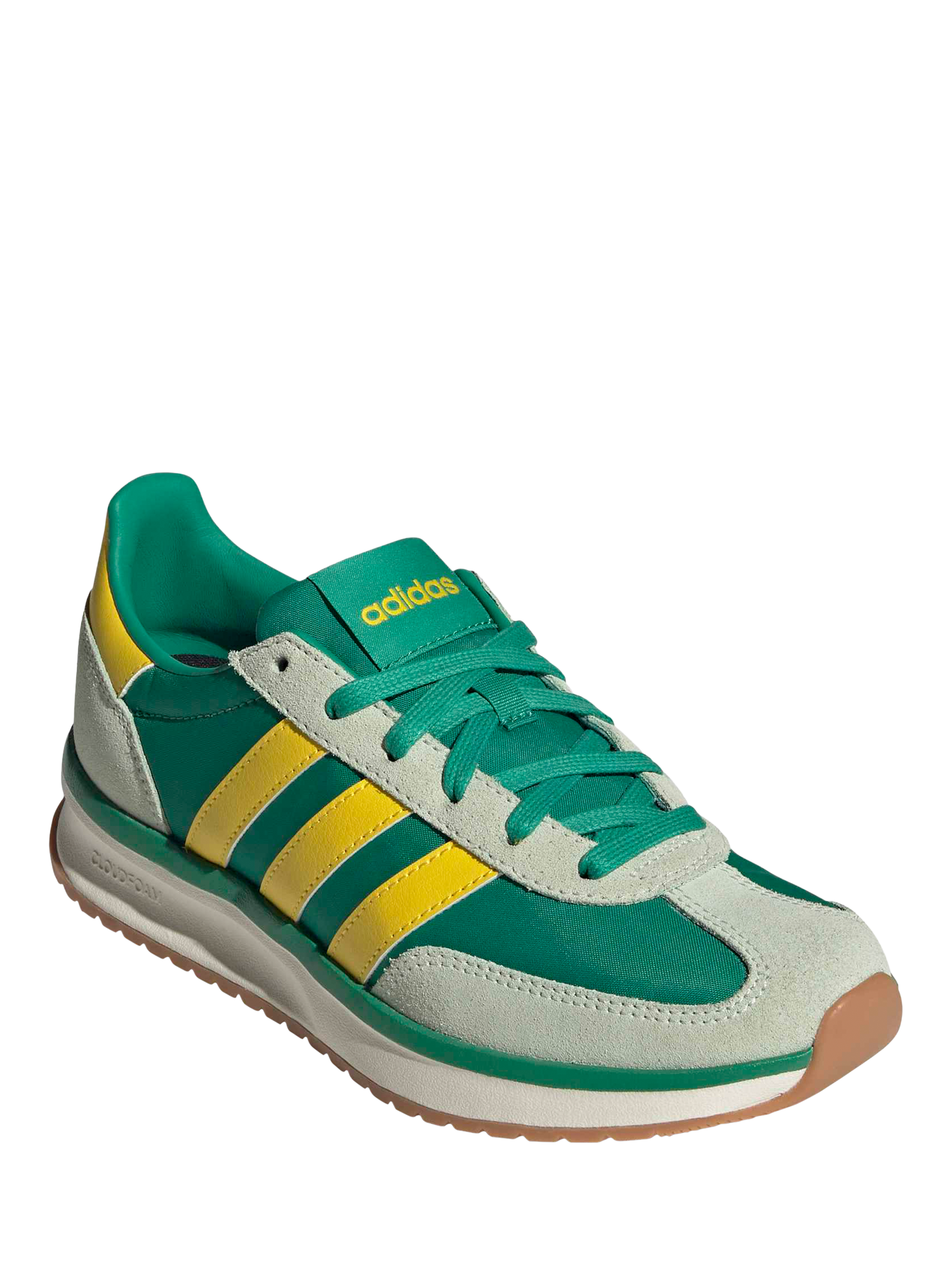 Product image 2 of 8, which shows adidas Run 70s 2.0 Leather Blend Lace Up Trainers, Green/Multi, 4