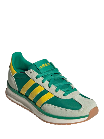 adidas Run 70s 2.0 Leather Blend Lace Up Trainers, Green/Multi - view 2, Green/Multi