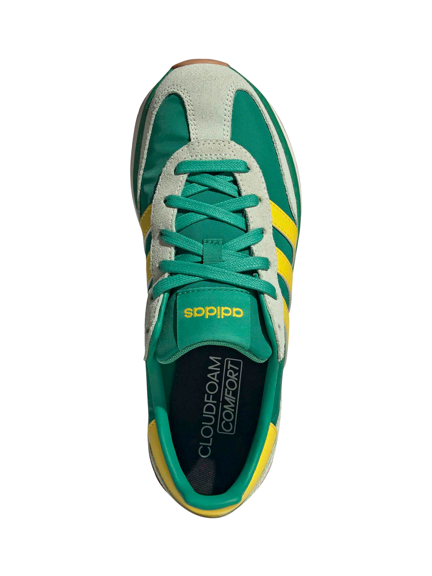 Product image 3 of 8, which shows adidas Run 70s 2.0 Leather Blend Lace Up Trainers, Green/Multi, 4