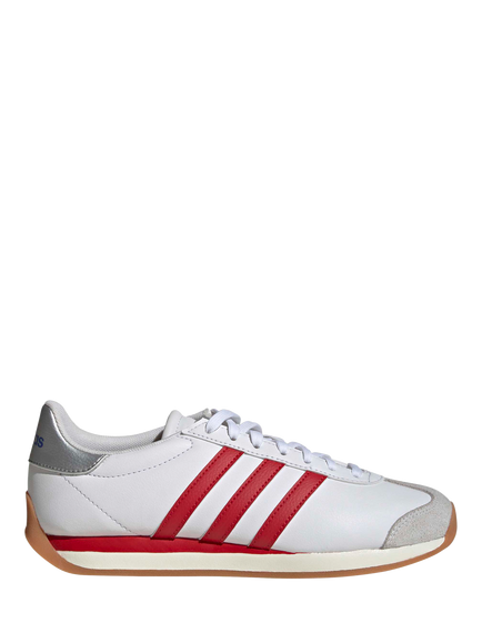 adidas Run Vista Leather Blend Lace Up Trainers, White/Red, White/Red