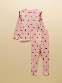 Joules Kids' Cotton Blend Horse Pyjama Set - view 2, Pink